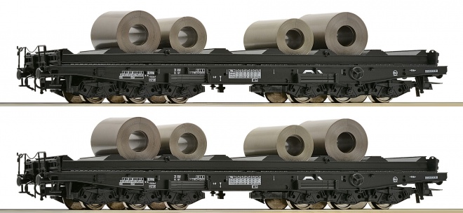 Set of 2 Heavy duty Flat cars with steel coils<br /><a href='images/pictures/Roco/230624.jpg' target='_blank'>Full size image</a>